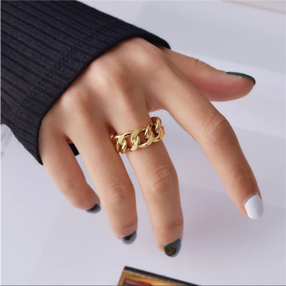 Trendy Gold Ring Handmade Twisted Geometric resizable